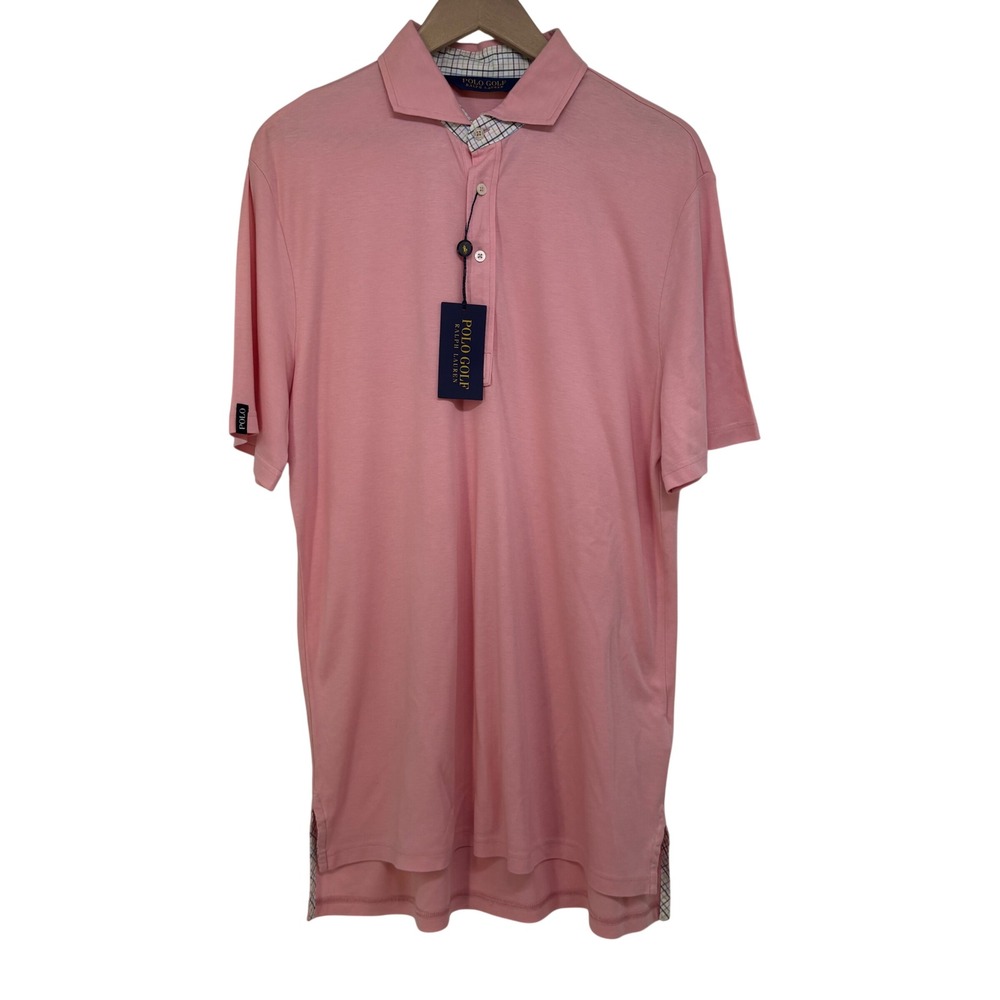 Polo Golf Ralph Lauren Mens Pink Short Sleeve Tencel Cotton Polo Shirt M Plaid